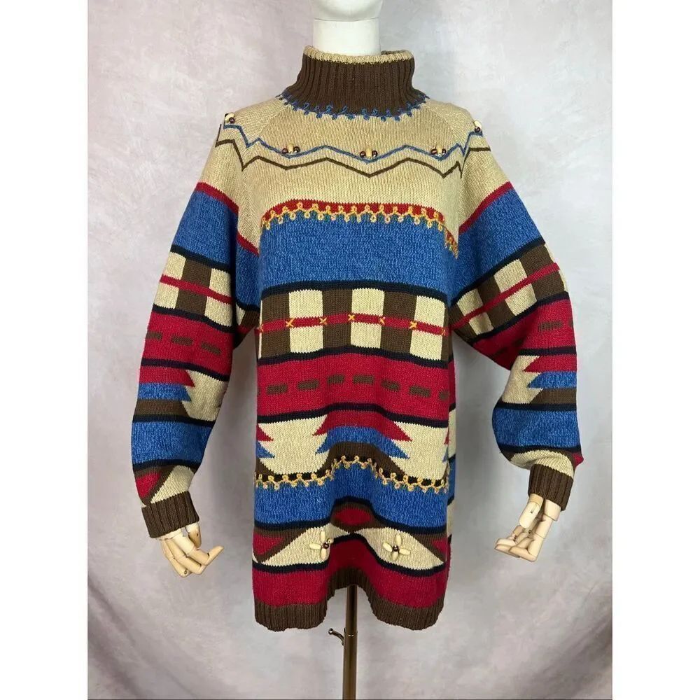 Vintage 1990s Aztec Western Sweater Southwestern Medium LizSport